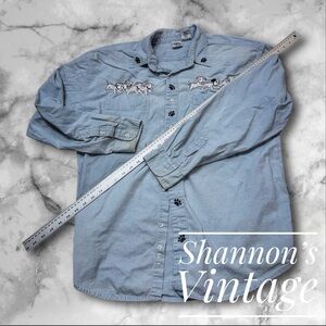 Disney Store 101 Dalmatians VNTG 1990s Men’s Sz XL embroidered Denim Shirt A39